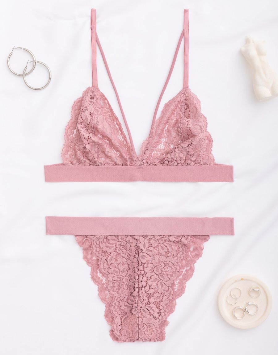 Σετ Σουτιέν Διαφάνεια Με Κεντημένη Δαντέλα Και Εντυπωσιακό Brazil Σετ Bralette Τρίγωνο Δαντέλα Με Brazilian Σλιπ