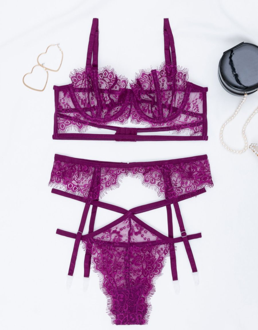 See Through Σετ Εσωρούχων Με Ζαρτιέρες Και Καλτσοδέτες Σετ Σουτιέν Με Ασύμμετρη Δαντέλα, Brazil Και Ζαρτιέρα