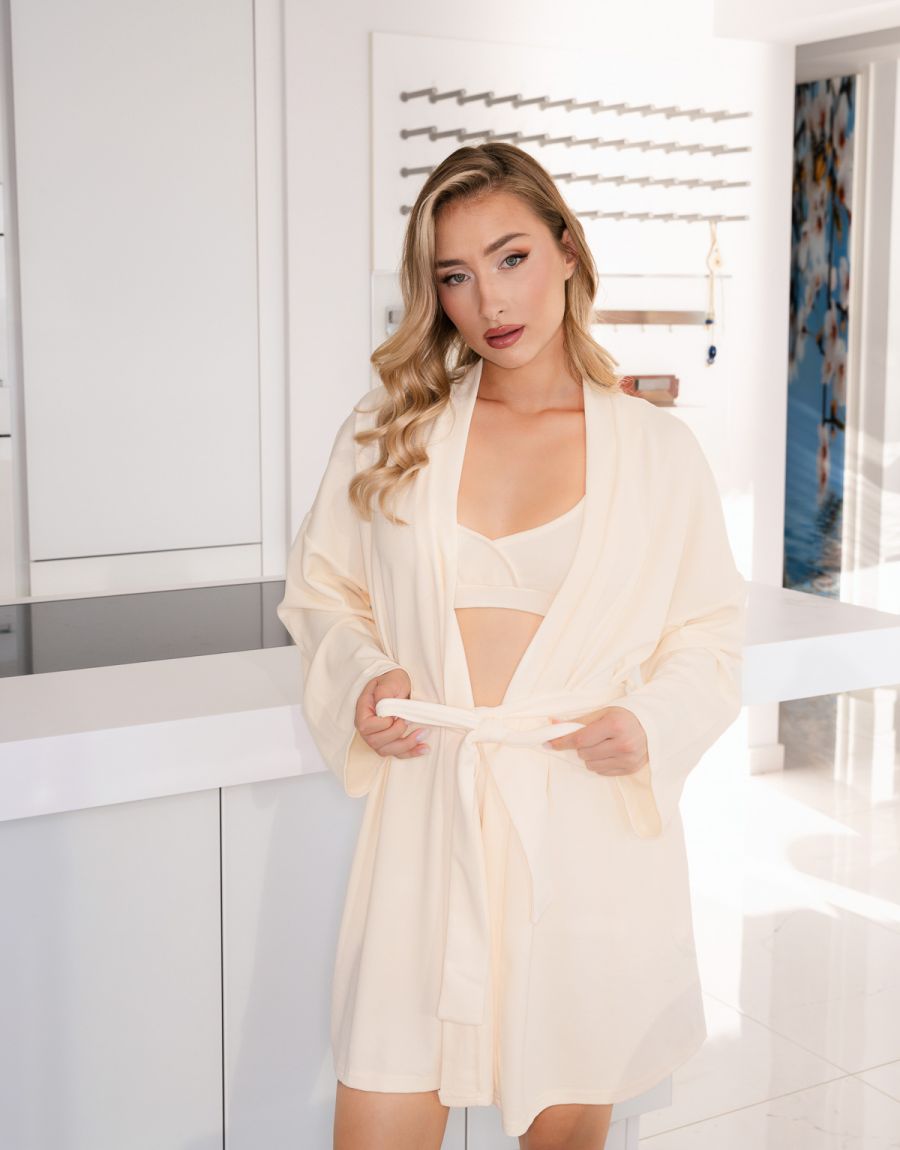 Σετ Πυτζάμα Σατέν Με Πουκαμίσα, Μπουστάκι Και Παντελόνι Σετ Πυτζάμα Με Babydoll Και Ρόμπα (3 Pieces Set)