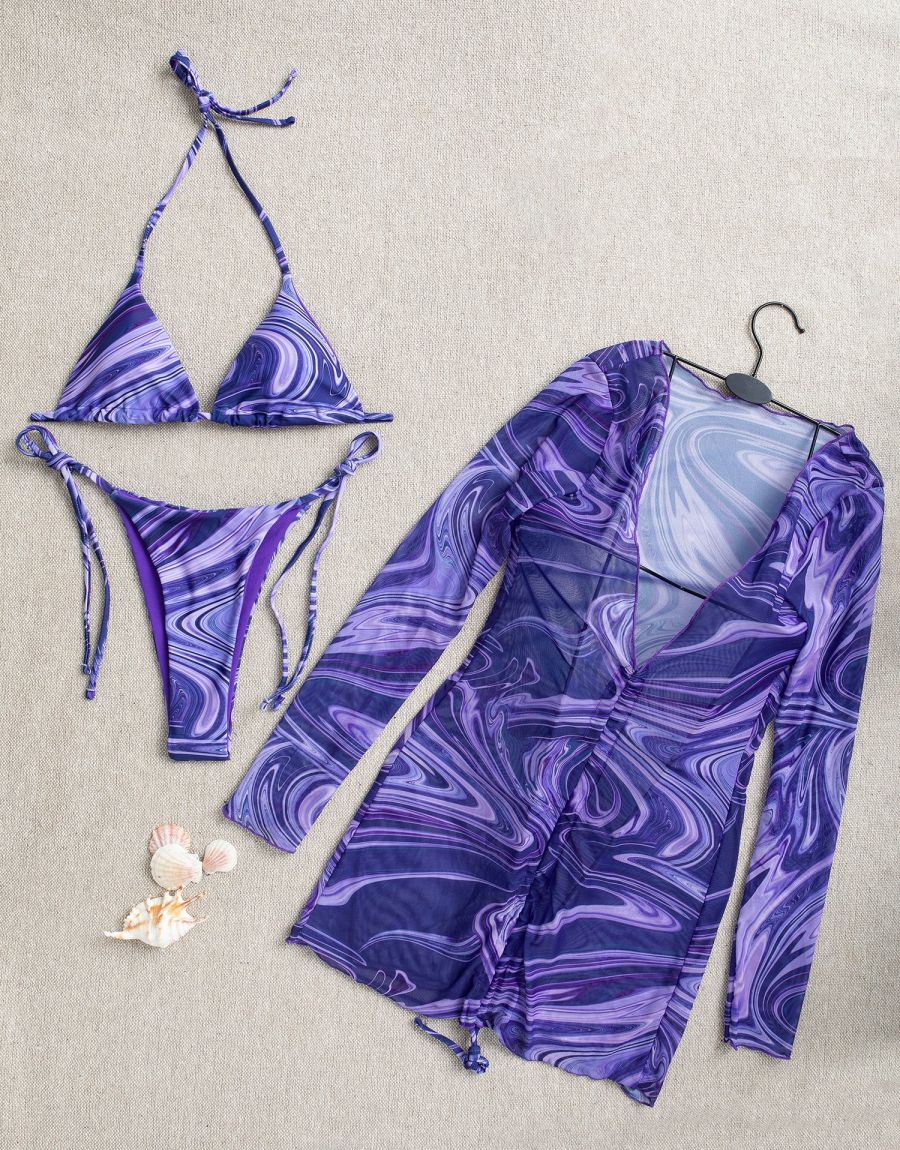 Μαγιό Μπικίνι Με V High Rise, Crop Top Και Παρεό (4 Pieces Set) Μαγιό Μπικίνι Τρίγωνο Με Brazil Ψηλόμεσο Και Παρεό Dress