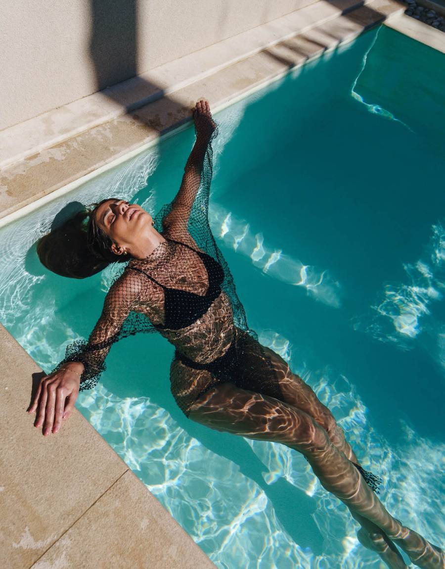 Μαγιό Μπικίνι Τρίγωνο με Cover Up Φόρεμα Strass (3 Pieces Set)