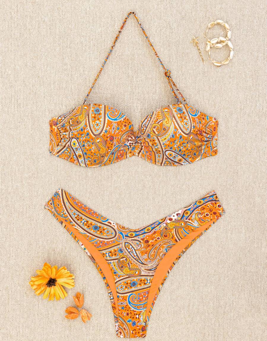 Μαγιό Μπικίνι Strapless Ενισχυμένο με V High Rise Brazil