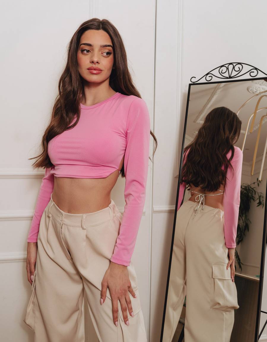 Crop Top Ενισχυμένο με Ανοιχτή Πλάτη