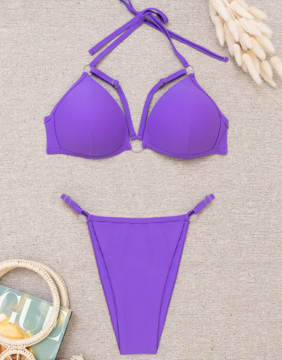 Μαγιό Μπικίνι Τρίγωνο Ενισχυμένο και Ψηλόμεσο Brazil Ρυθμιζόμενο