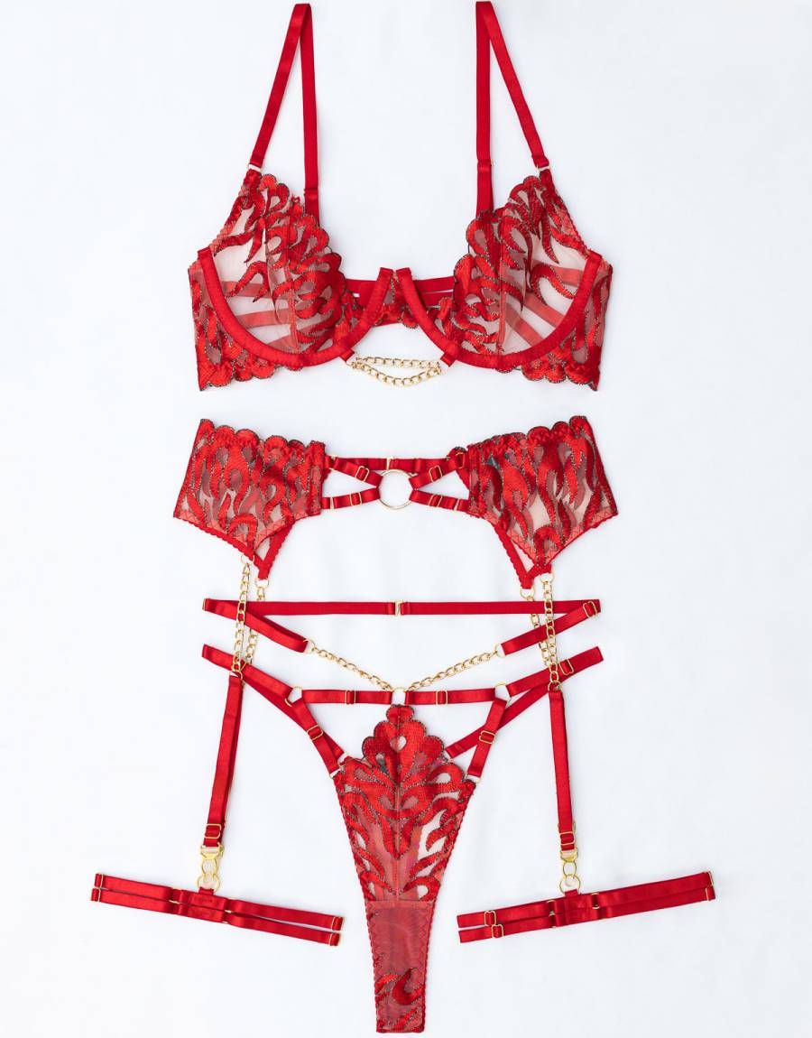 Σετ Εσώρουχα See Through με Ζαρτιέρες και Καλτσοδέτες