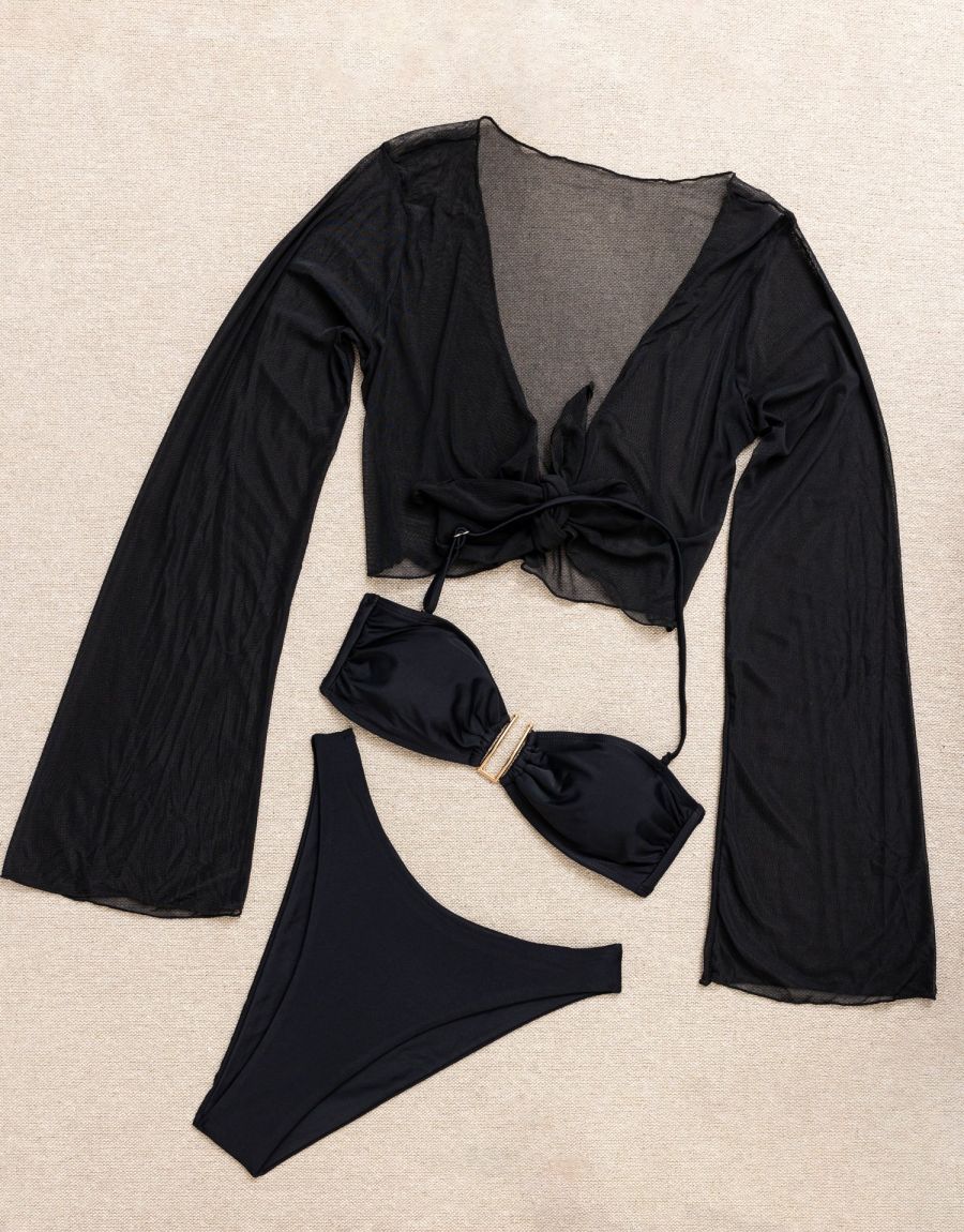 Μαγιό Mπικινι Strapless Με Extra Ψηλόμεσο Brazil Και Crop Top