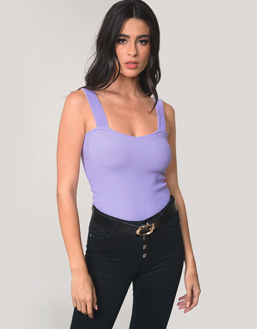 Μπλούζα Με Φαρδιά Τιράντα Σε Πλέξη Ριπ