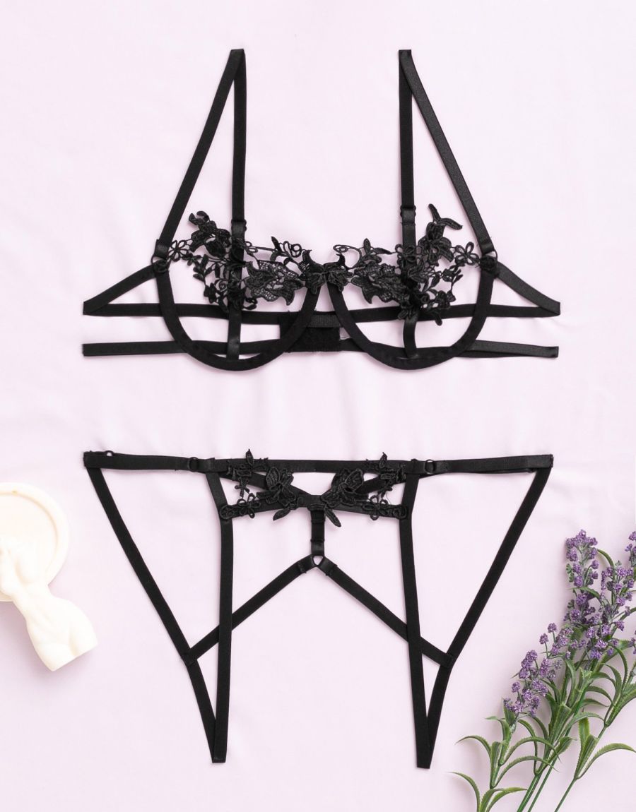 Σετ Cupless Bra Με Ρυθμιζόμενο Bottom