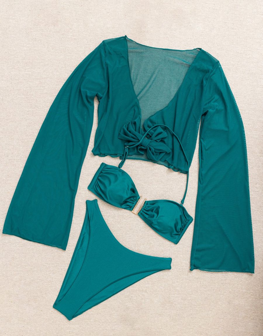 Μαγιό Mπικινι Strapless Με Extra Ψηλόμεσο Brazil Και Crop Top