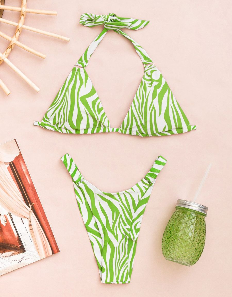 Μαγιό Μπικίνι Τρίγωνο Με Print Zebra Και Ψηλόμεσο Brazil