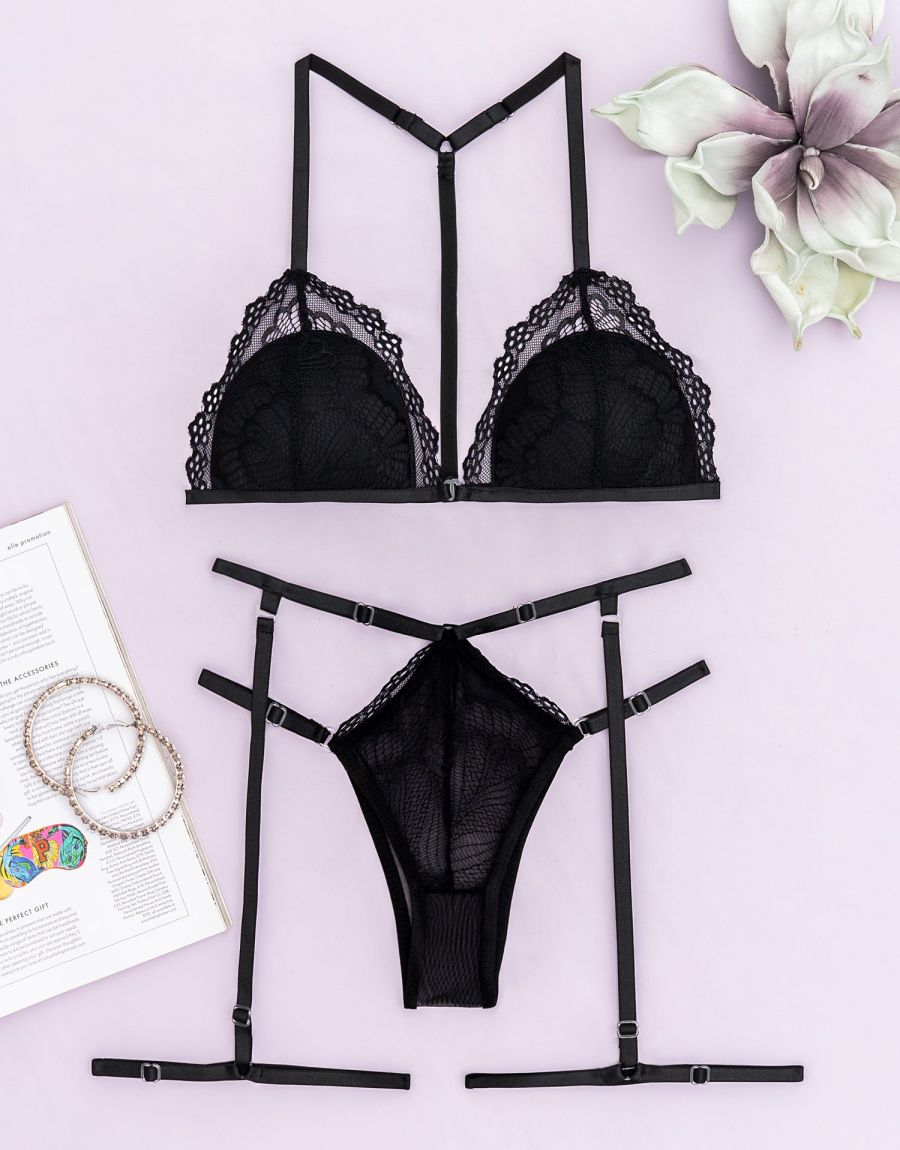 Σετ Bralette Με Ρυθμιζόμενο Brazil Και Καλτσοδέτες