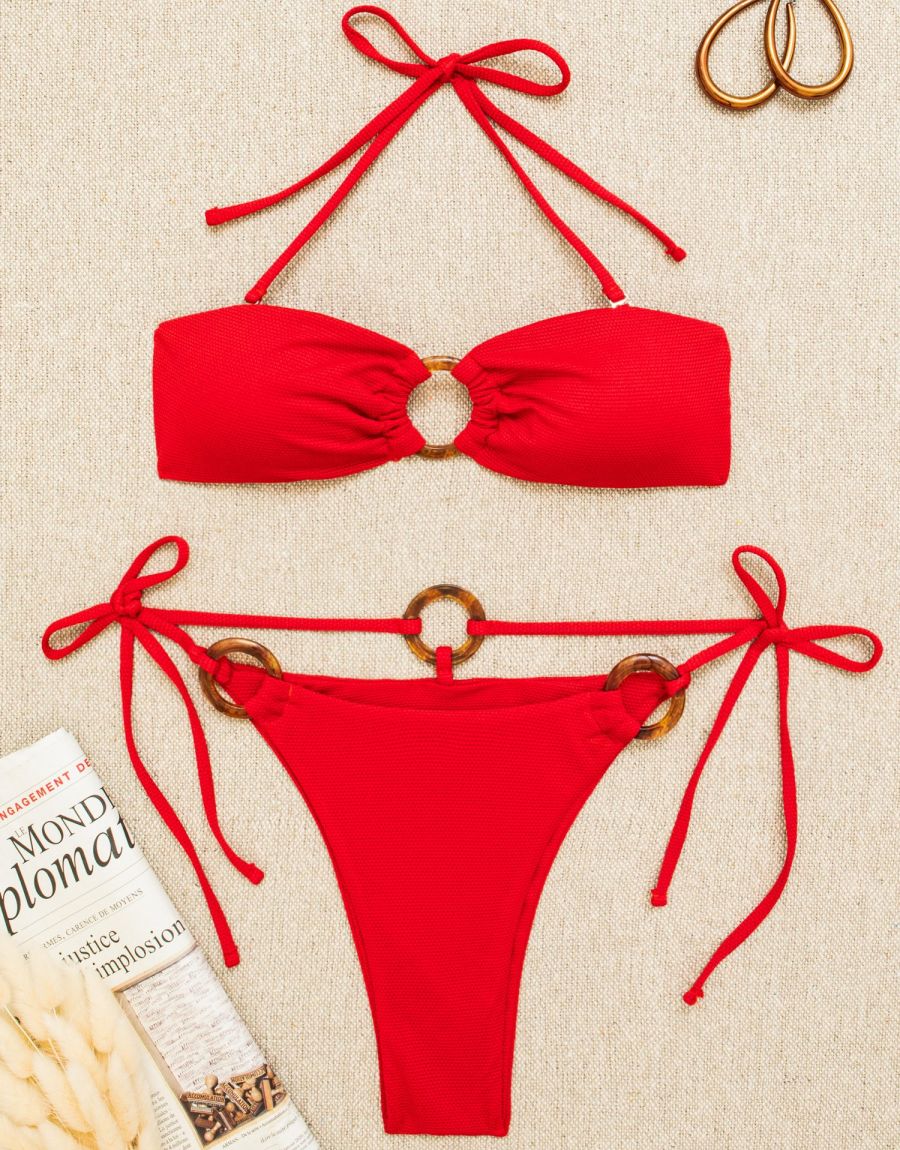 Μαγιό Μπικίνι Strapless Και Brazil Ρυθμιζόμενο Με Κρίκους