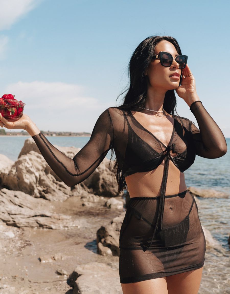 Σετ Διαφάνεια Crop Top Με Ρυθμιζόμενο Παρεό (Σετ 2 Τεμαχίων)