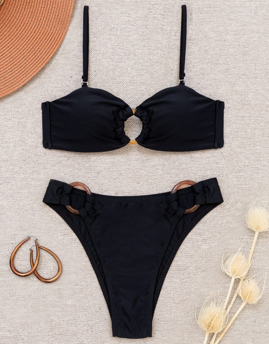 Μαγιό Μπικίνι Strapless Με Κρίκο Και Brazil Ψηλόμεσο